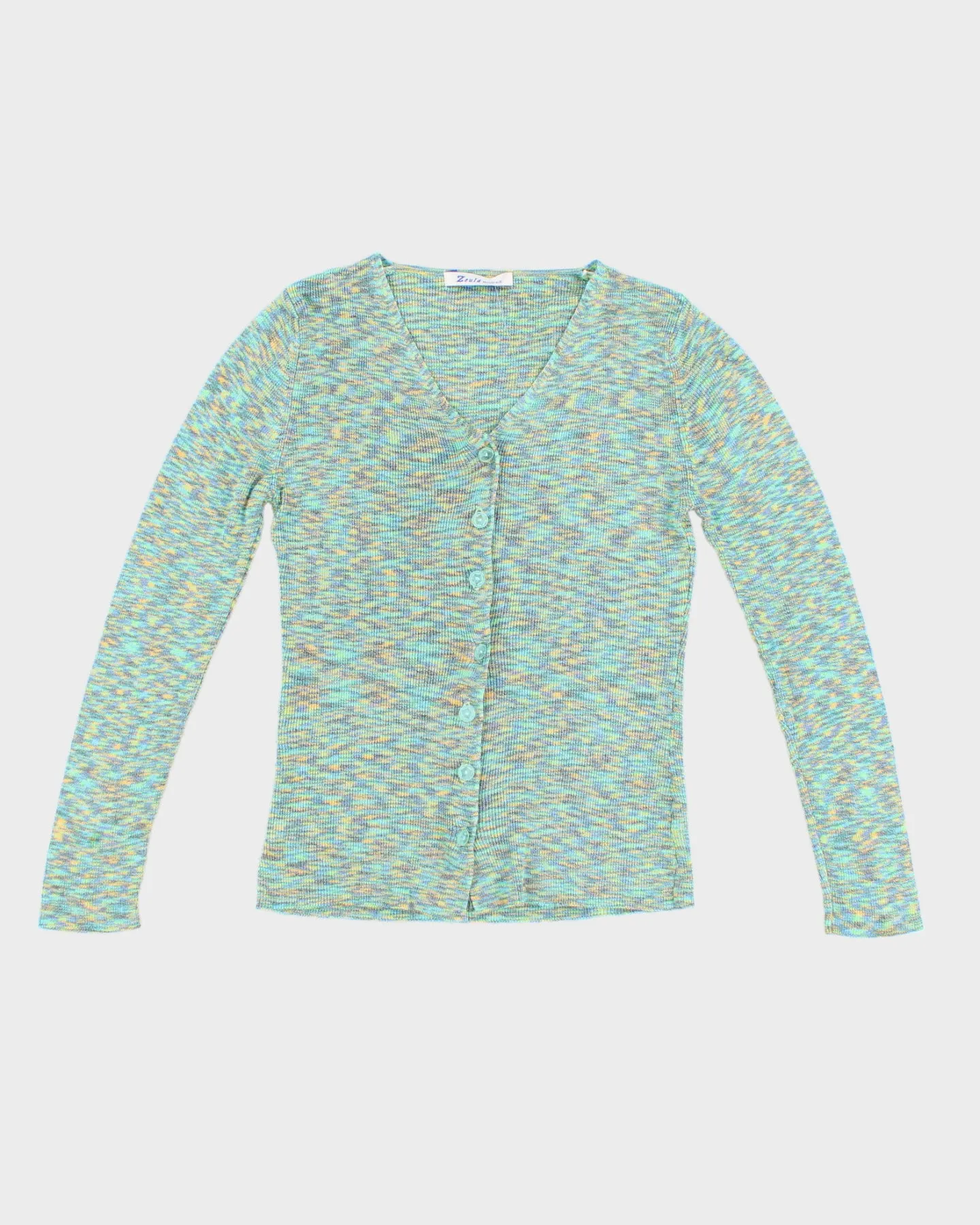 Y2K 00s Pastel Green Cardigan Top - M sold by Rokit