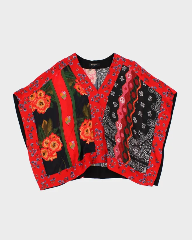 Desigual Paisley Print Poncho Blouse - S made by Rokit