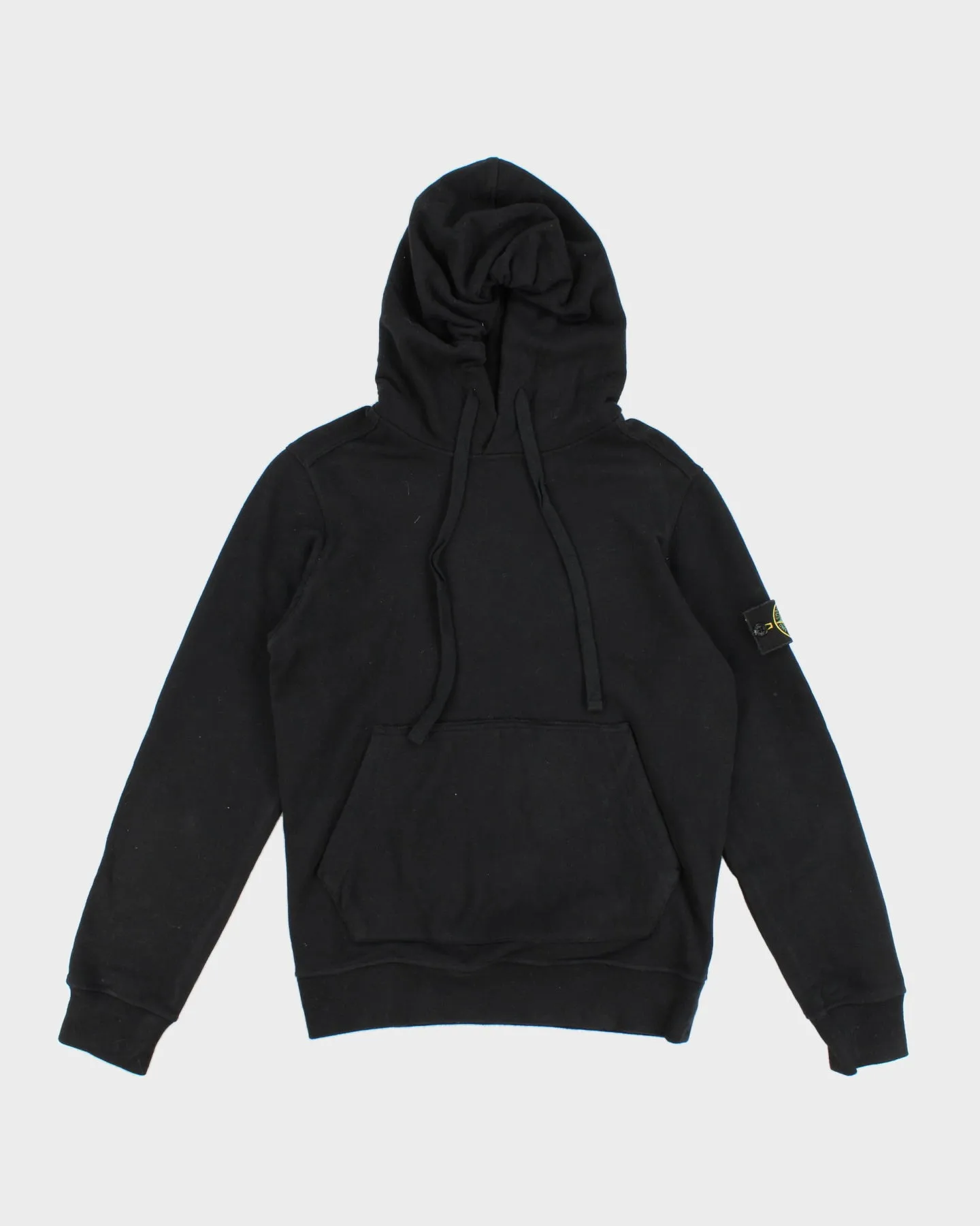 Stone Island Men's Black Hoodie With Patch Sleeve - S sold by Rokit