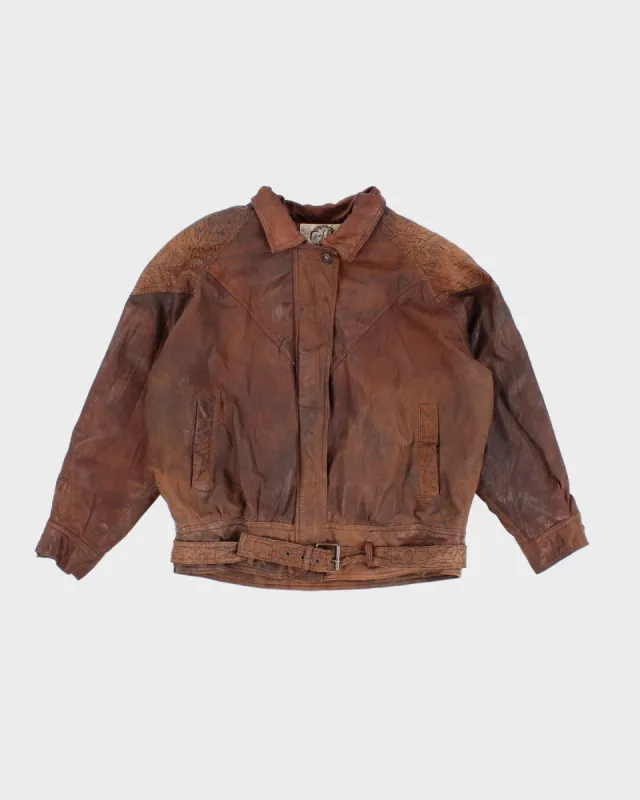 Vintage 70s G-III Fashions Brown Leather Jacket - L sold by Rokit