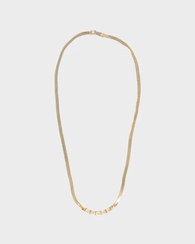 Vintage Silver Diamante Chain Necklace - O/S sold by Rokit
