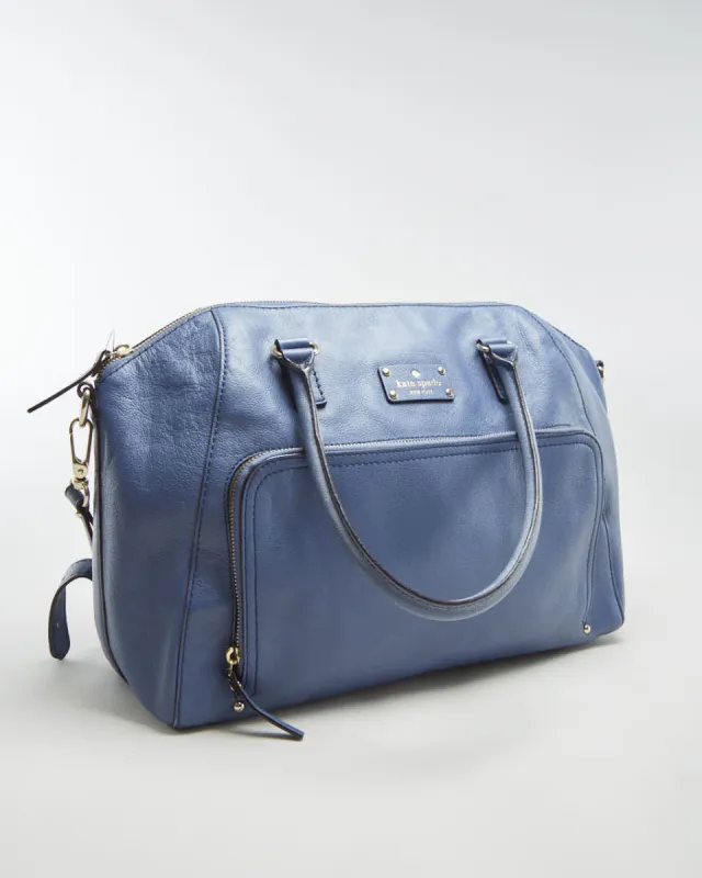 Kate Spade Blue Leather Handbag With Goldware - O/S made by Kate Spade