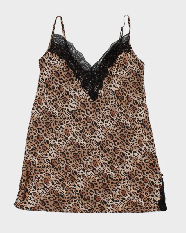 Victoria's Secret Satin Leopard Slip Dress With Lace Detail - M sold by Rokit