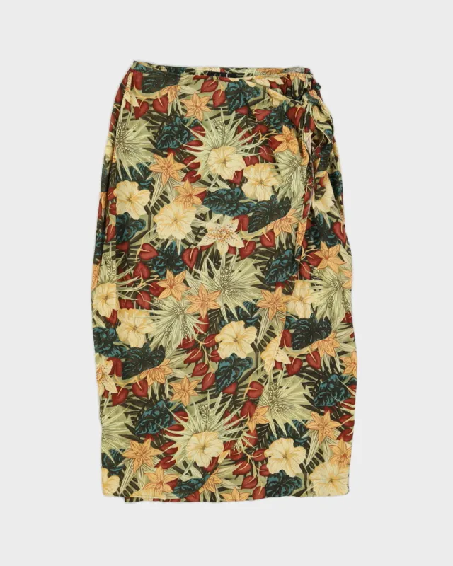 Green Floral Patterned Midi Skirt - S sold by Rokit