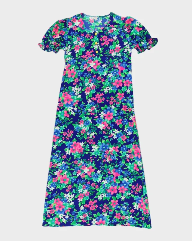 Vintage 1970s Blue Floral Dress - XXS sold by Rokit