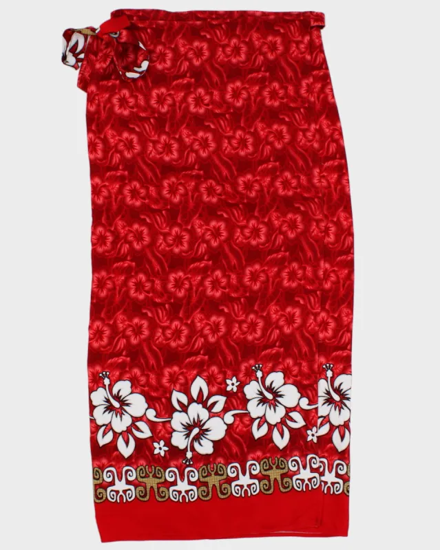 Red Floral Print Wrap Skirt - Adjustable sold by Rokit