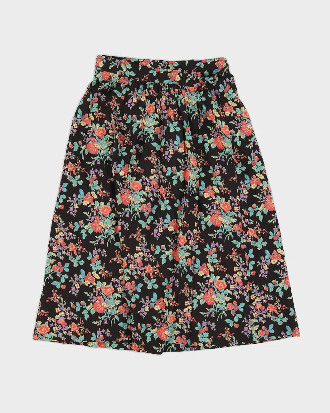 Black Floral Cotton Wrap Skirt - S sold by Rokit product image thumbnail 2