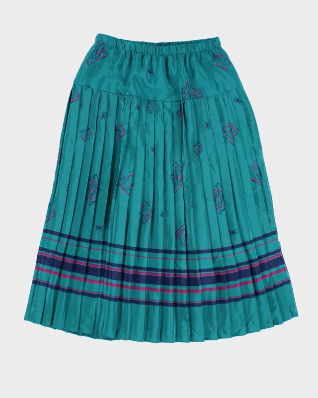 80s Blue Geometric Maxi Skirt - S sold by Rokit