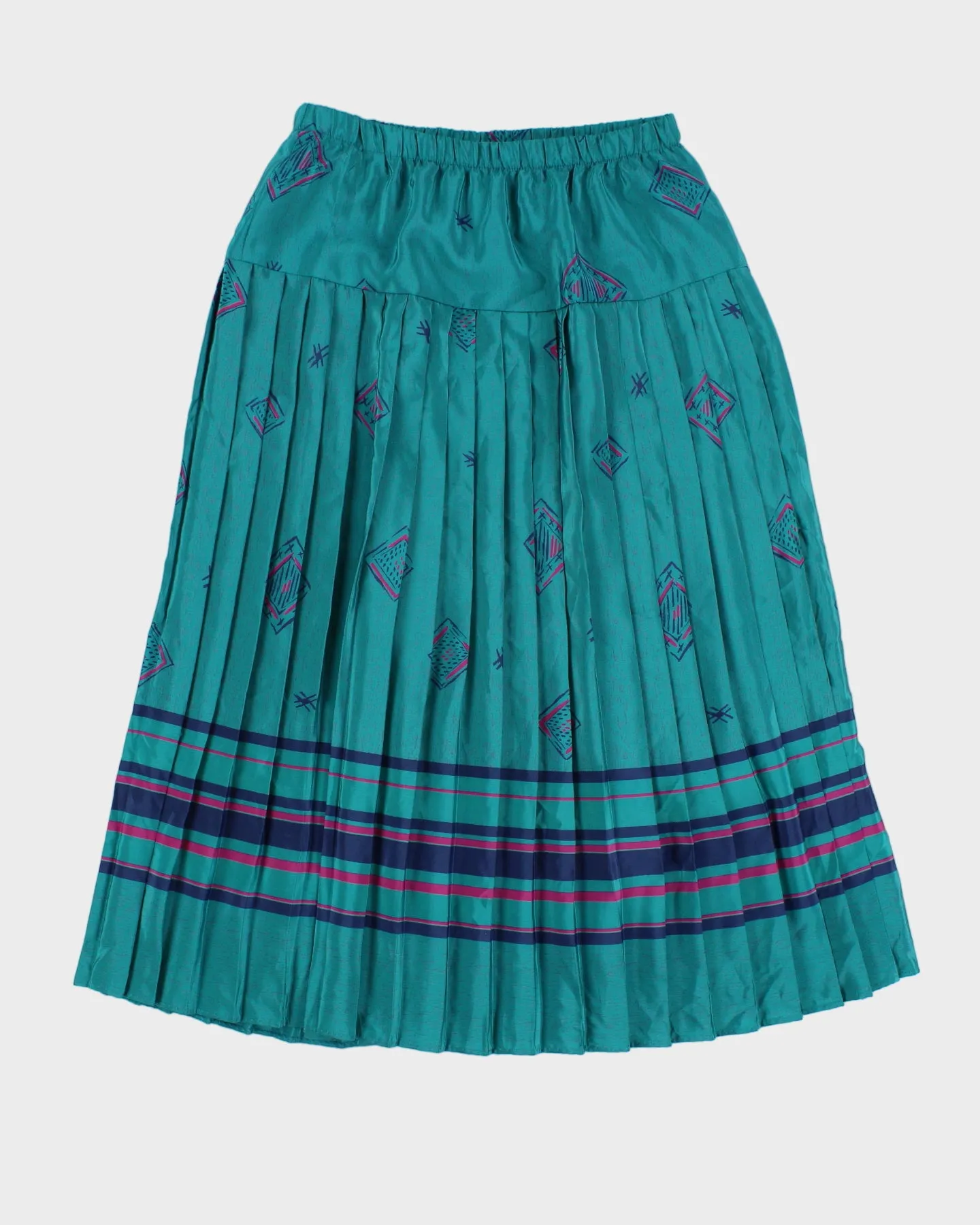 80s Blue Geometric Maxi Skirt - S sold by Rokit