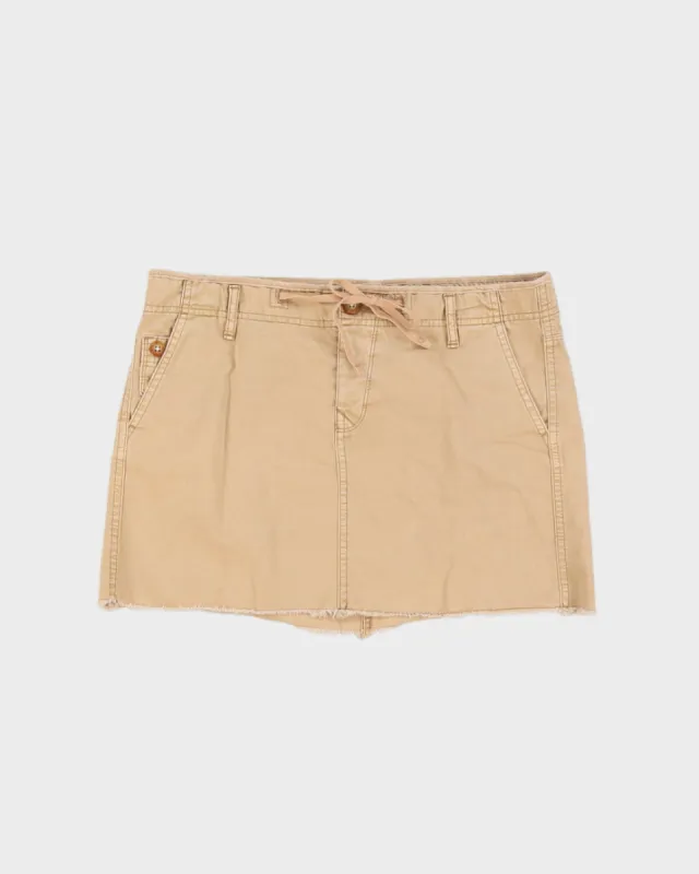 Y2K 00s Beige Cargo Mini Skirt With Raw Hem - M/L sold by Rokit