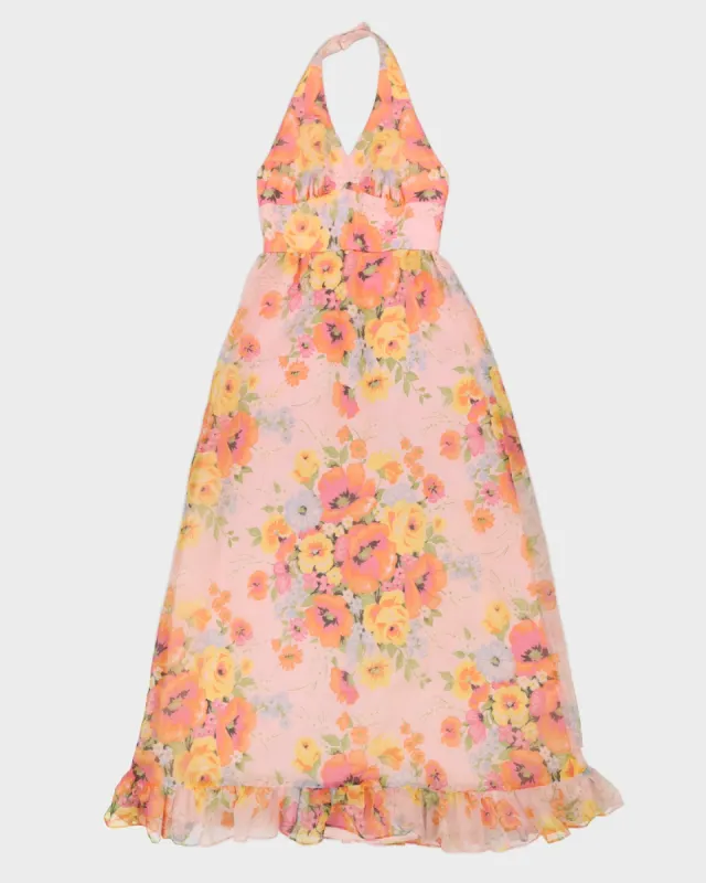 Vintage 1970s Pink Floral Maxi Dress - S sold by Rokit