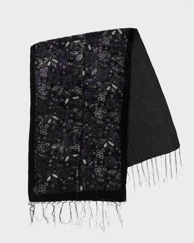 Velvet Black and Purple Silk Scarf sold by Rokit