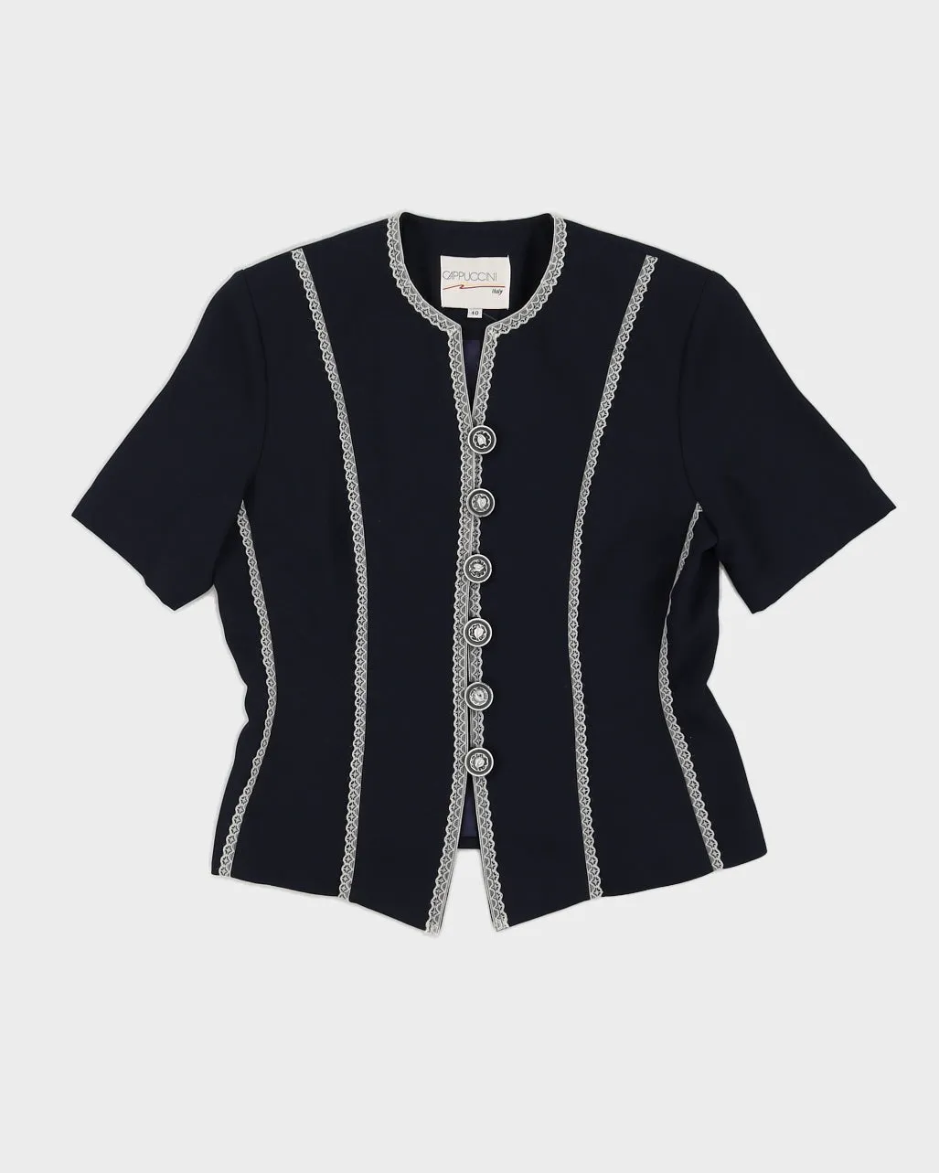 Navy Short Sleeve Jacket - M sold by Rokit