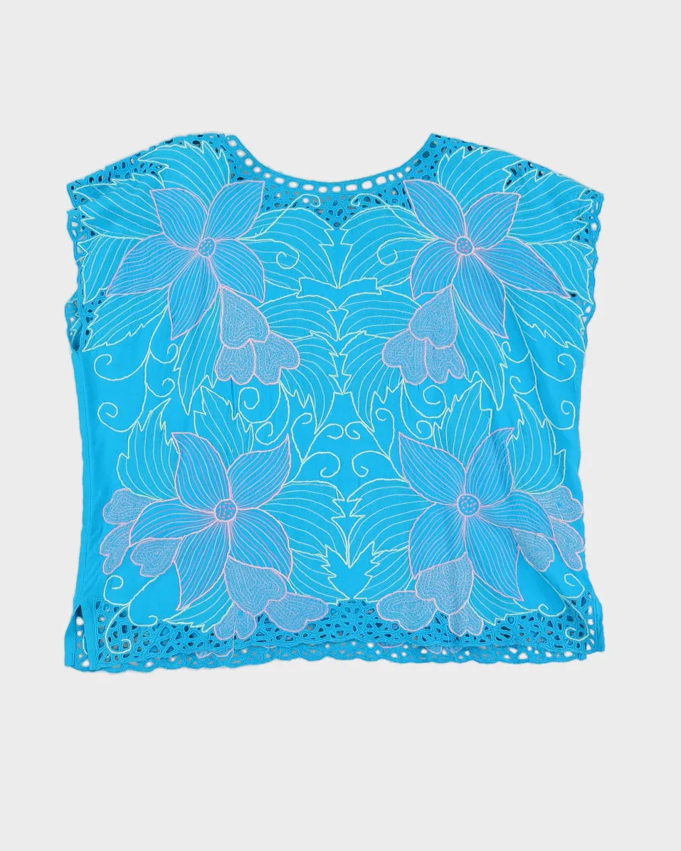 Blue Cut Work Embroidered Top - L sold by Rokit product image thumbnail 2