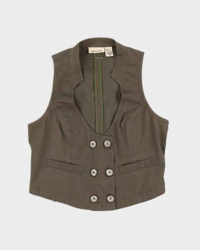 Y2K Green DKNY Waistcoat - L made by DKNY