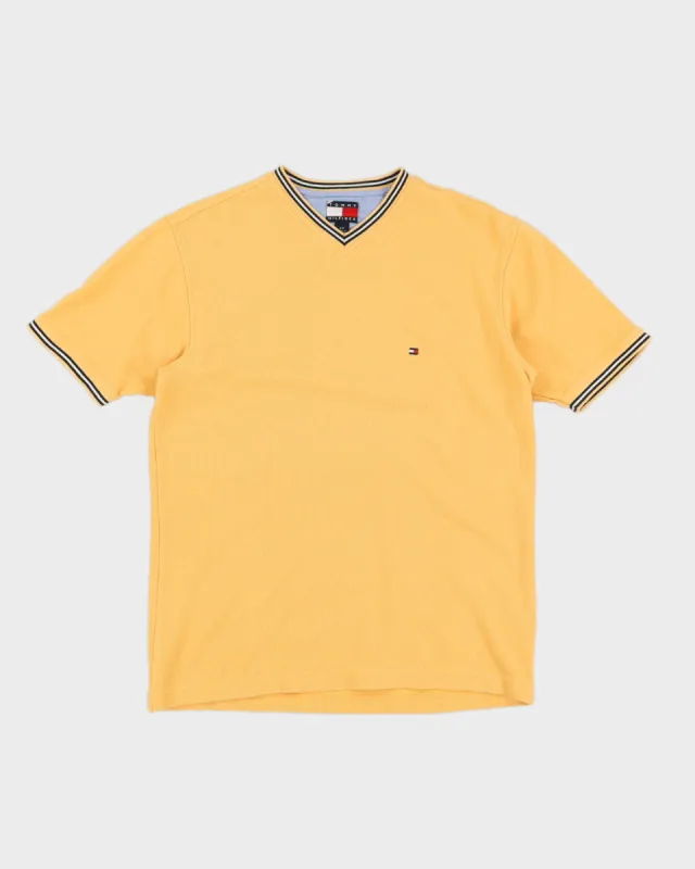 00s Y2K Tommy Hilfiger Yellow T-Shirt - M made by Tommy Hilfiger