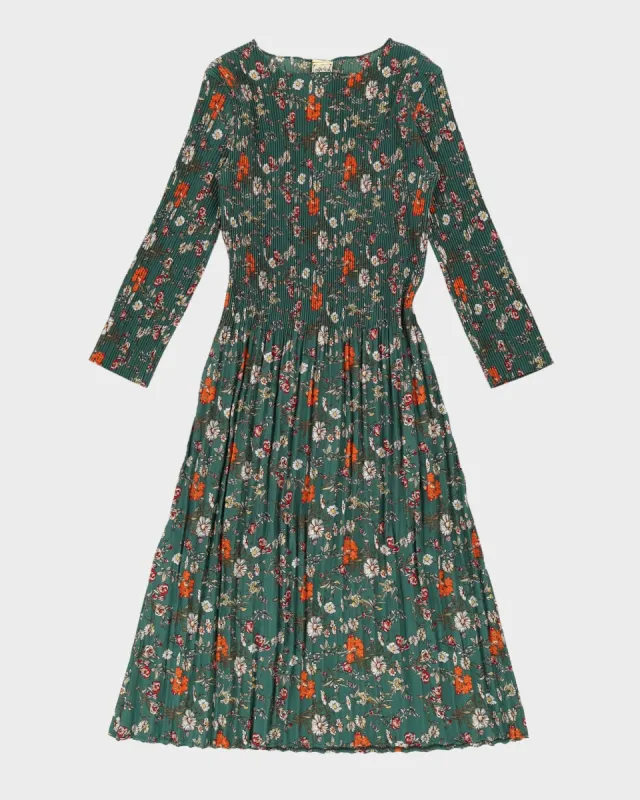 Vintage Green Floral Textured Dress - M sold by Rokit