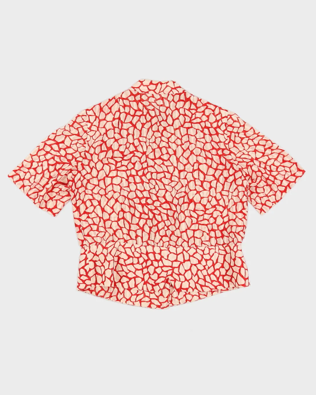 Red And Cream Patterned Short Sleeve Blouse - M sold by Rokit product image thumbnail 2