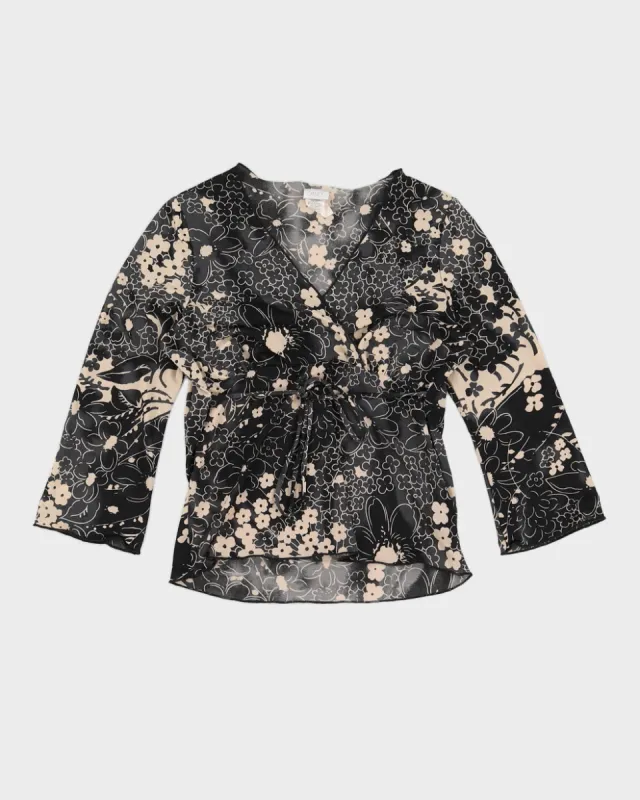 Y2K 00s Suzy Shier Floral Top With Waist Tie - M/L made by Rokit