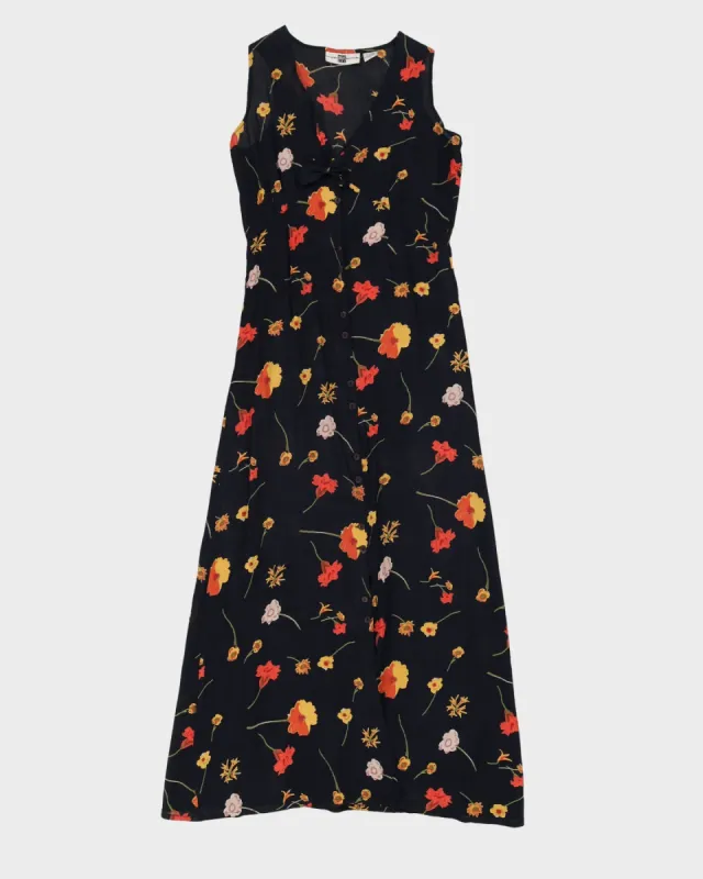Vintage 90s Smart Set Navy Floral Maxi Dress - M sold by Rokit