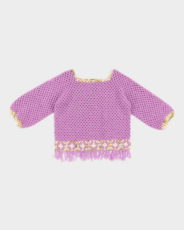 Vintage Purple Handmade Top With Tassels - M/L sold by Rokit