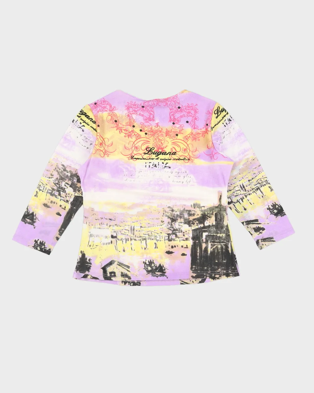 Y2K 00s Lolina Purple Printed Mesh Top With Diamante Detail - M/L sold by Rokit product image thumbnail 2