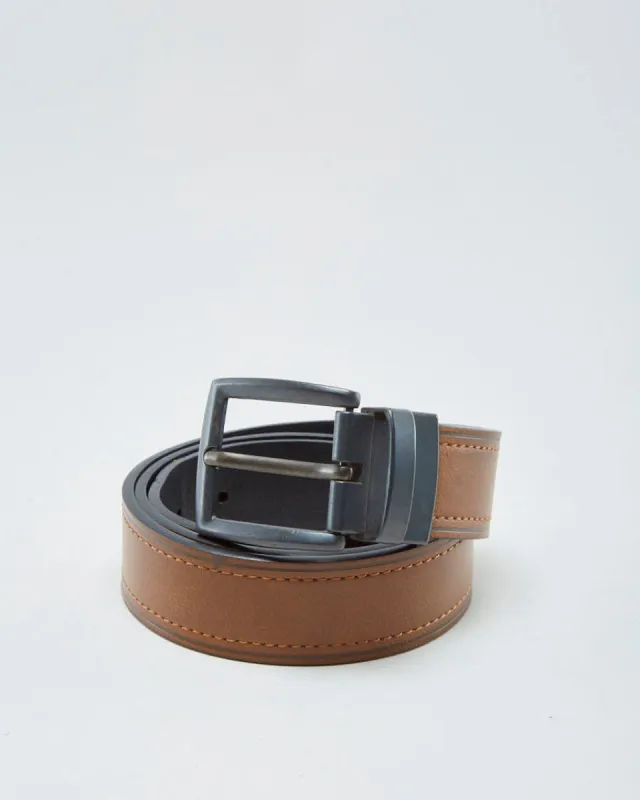 Brown Leather Belt With Silver Buckle - W40 sold by Rokit