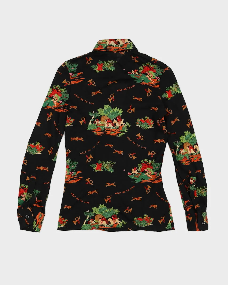 Vintage 70s Pooh Jeans Black Printed Top - M sold by Rokit product image thumbnail 2