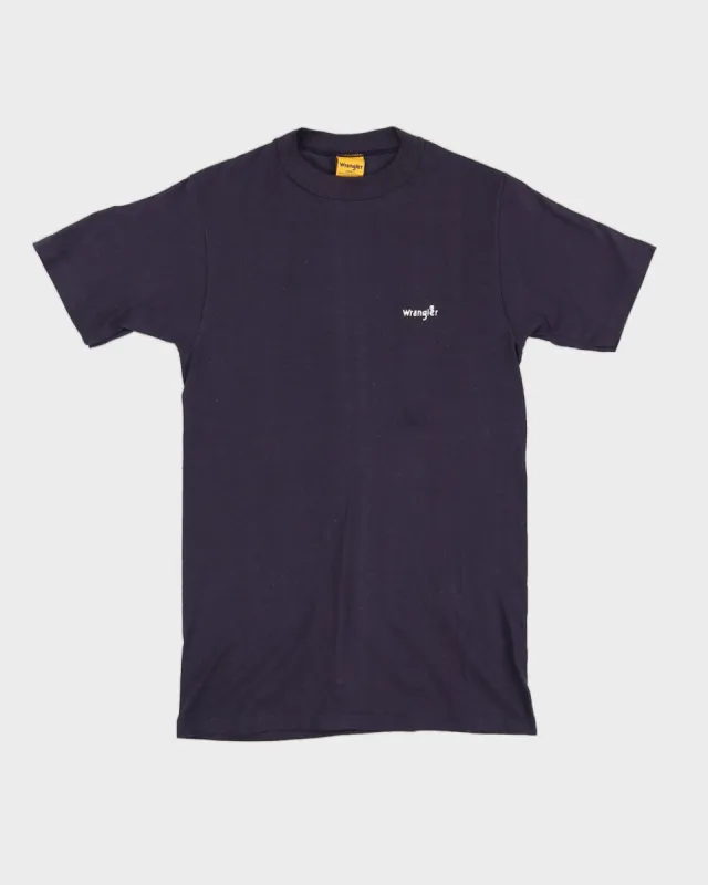 Vintage 70s Wrangler Blue Navy Single Stitch T-Shirt - S sold by Rokit