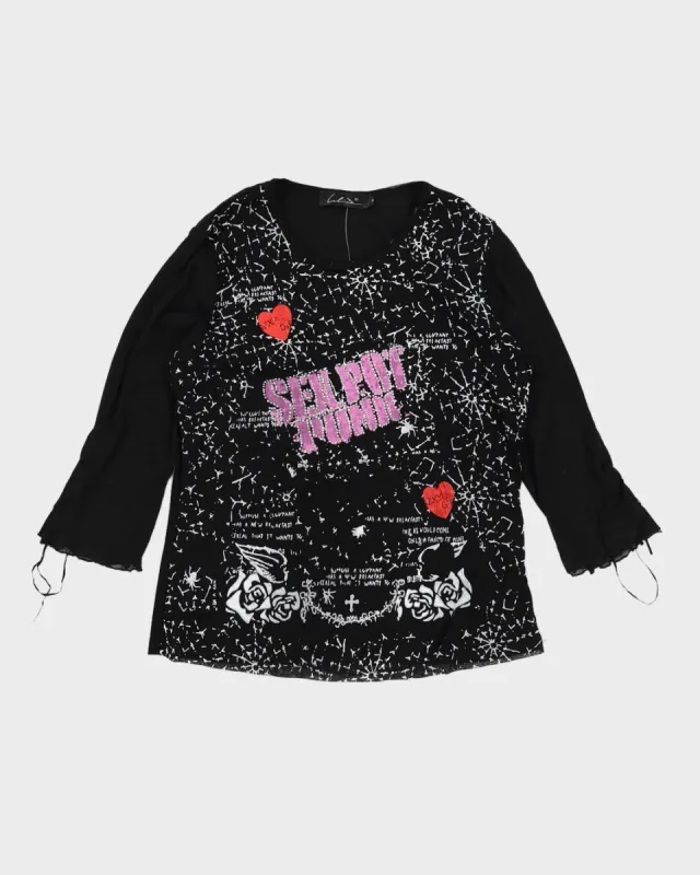 Y2K 00s Lolina Punk Mesh Top - L sold by Rokit