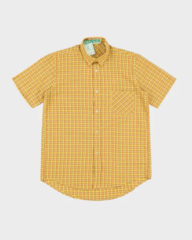 Vintage 70s Benetton Yellow Checked Short Sleeved Shirt Deadstock With Tags - M sold by Rokit