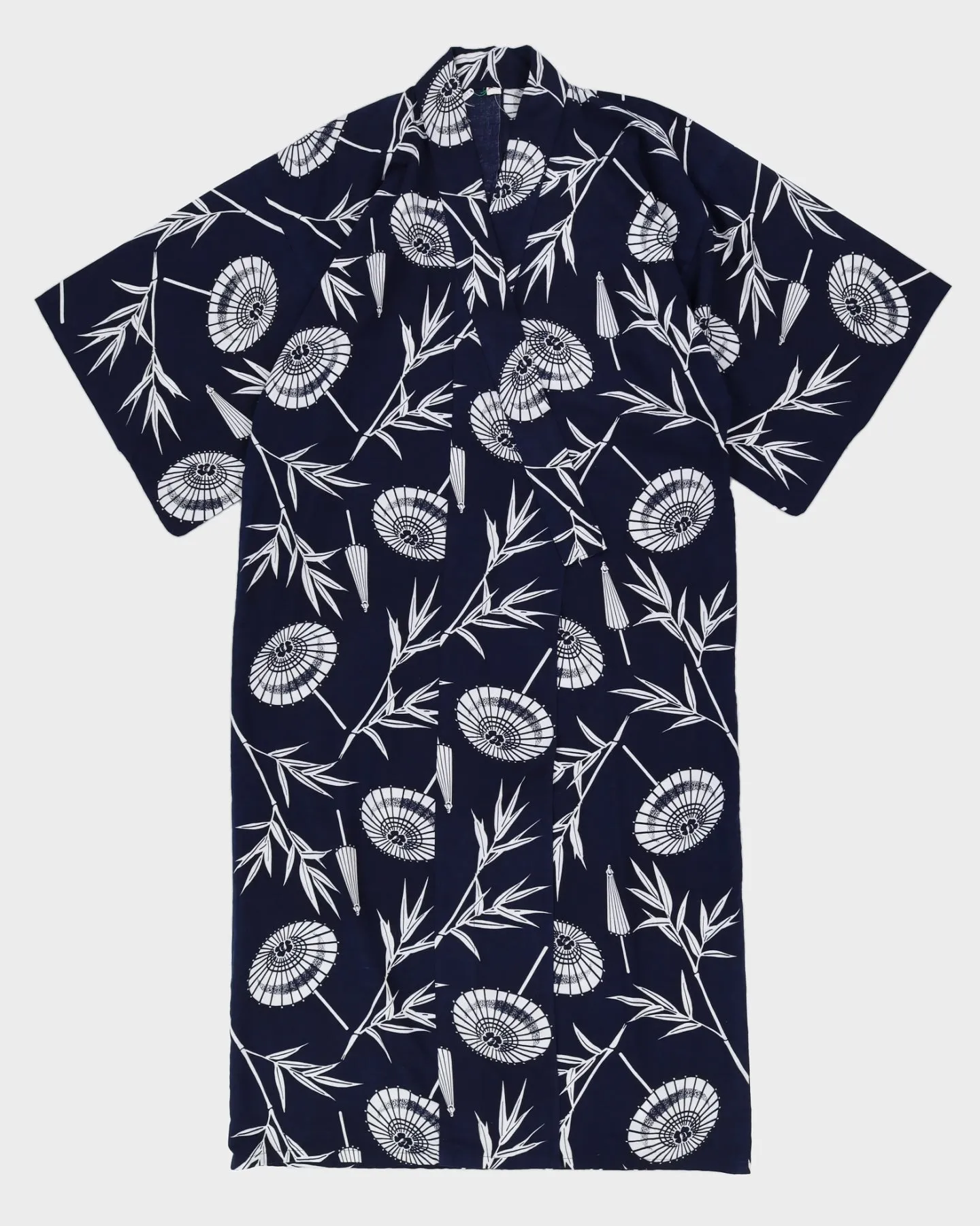 Vintage Navy & White Printed Kimono - M sold by Rokit