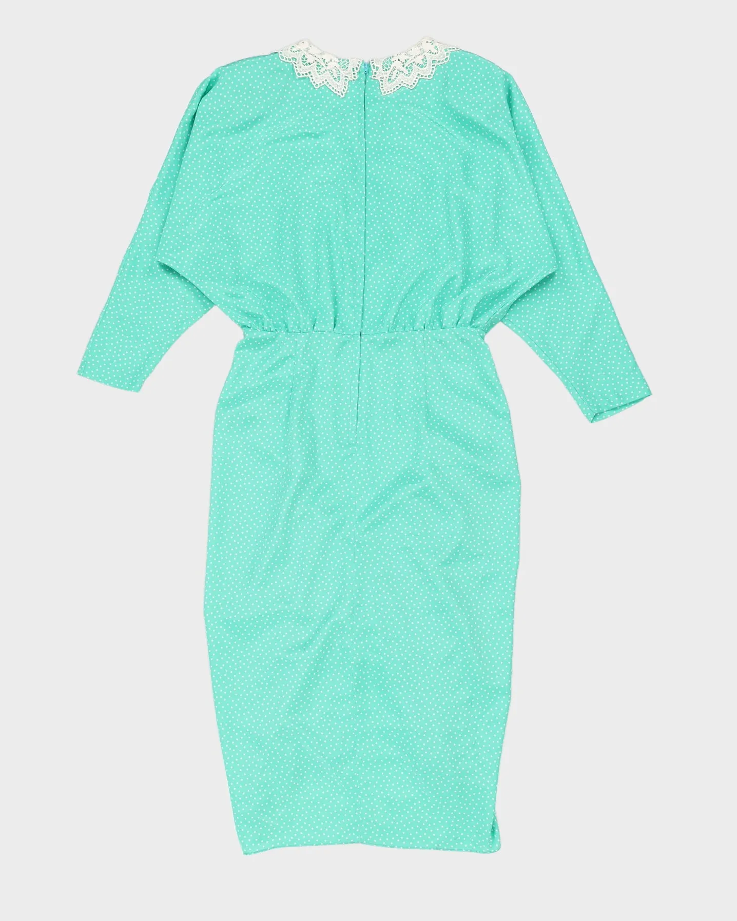 00s Green Polka Dot Draped Dress - M sold by Rokit product image thumbnail 2