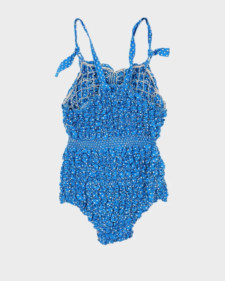 Vintage Blue & White Polka Dot Hand Made One Piece - S sold by Rokit product image thumbnail 2