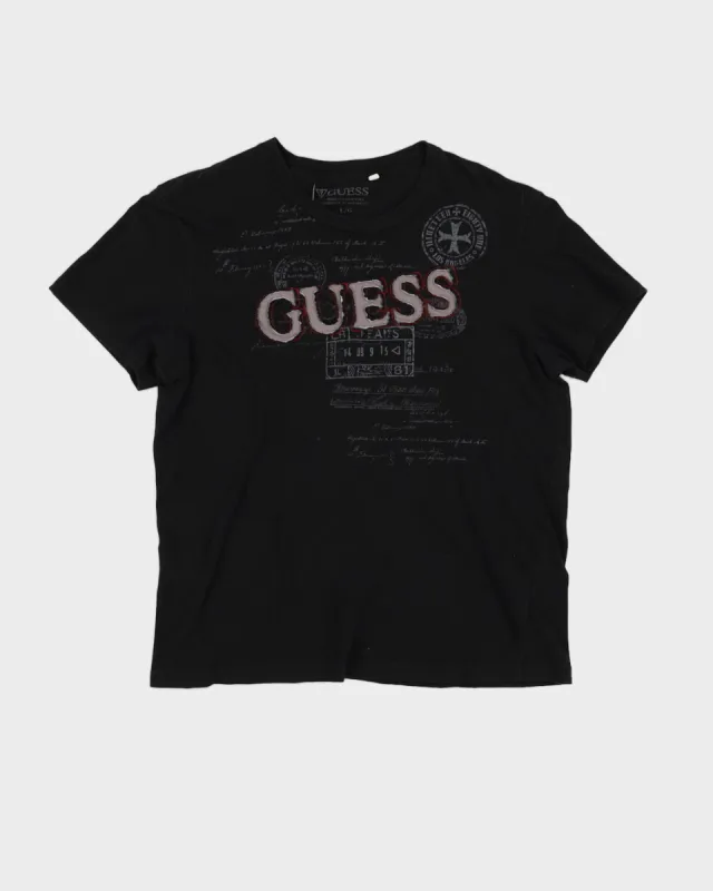 00s Guess Black Printed T-Shirt - M sold by Rokit