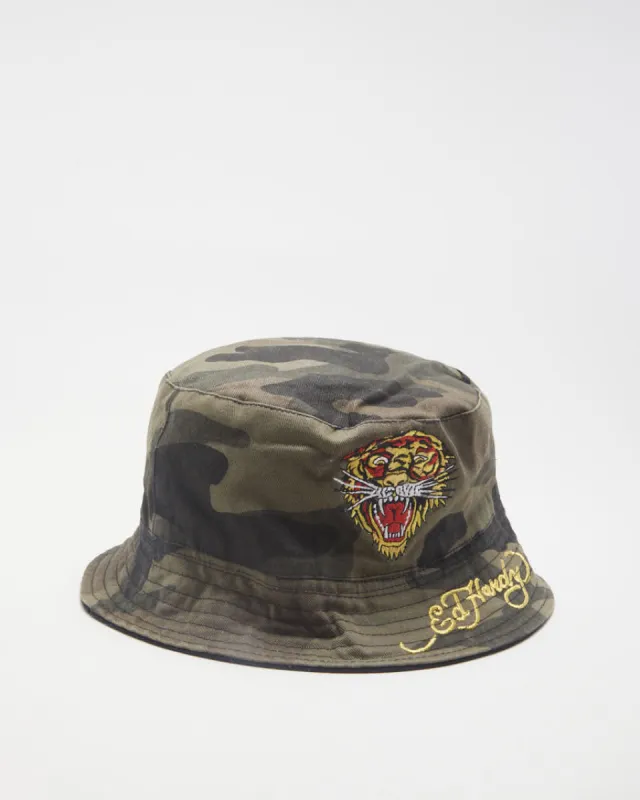 00s Y2K Ed Hardy Camouflage Embroidered Bucket Hat - S sold by Rokit