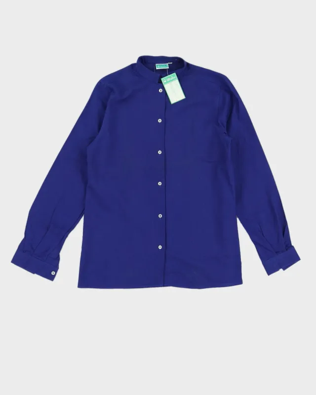 Vintage 70s Benetton Blue Long Sleeved Shirt Deadstock With Tags - S sold by Rokit