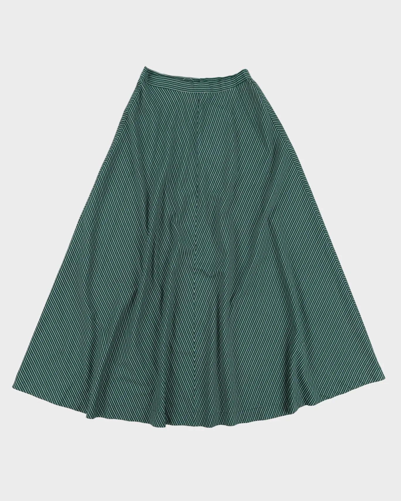 Vintage Green High Waisted Printed Midi Skirt - M sold by Rokit