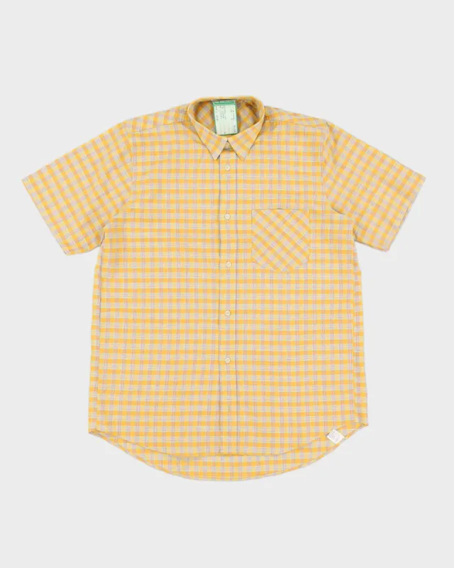 Vintage 70s Benetton Yellow Checked Short Sleeved Shirt Deadstock With Tags - XL sold by Rokit