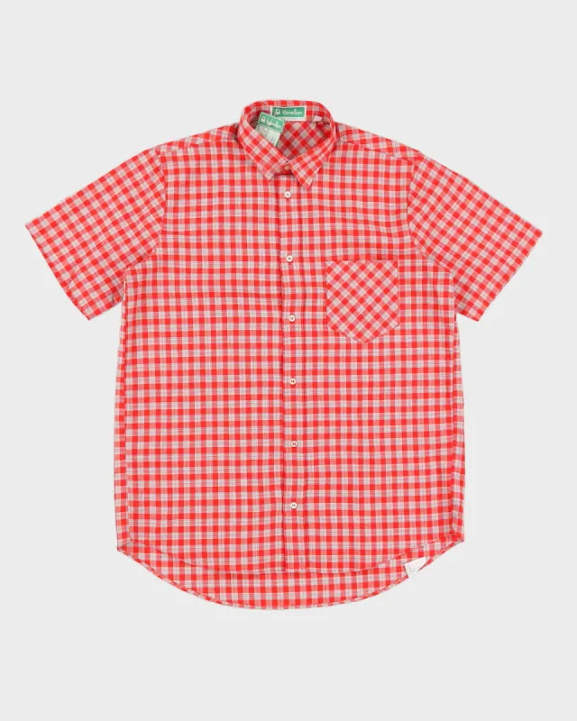 Vintage 80s Benetton Red Checked Short Sleeved Shirt Deadstock With Tags - M sold by Rokit