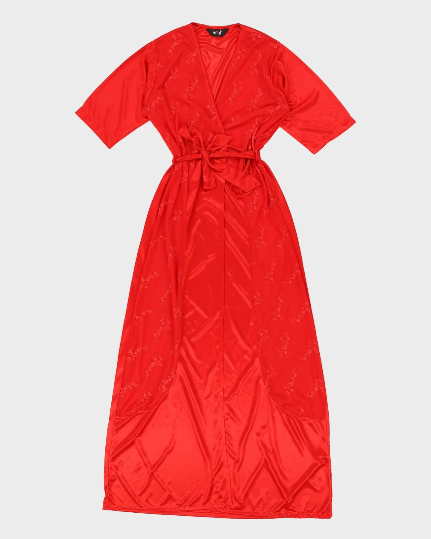 Bhoomi Red Floral Sateen Robe - S/M sold by Rokit