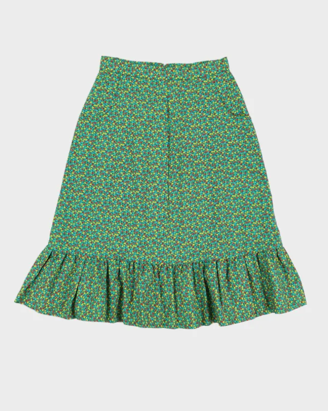 Green Floral Patterned Skirt - S sold by Rokit
