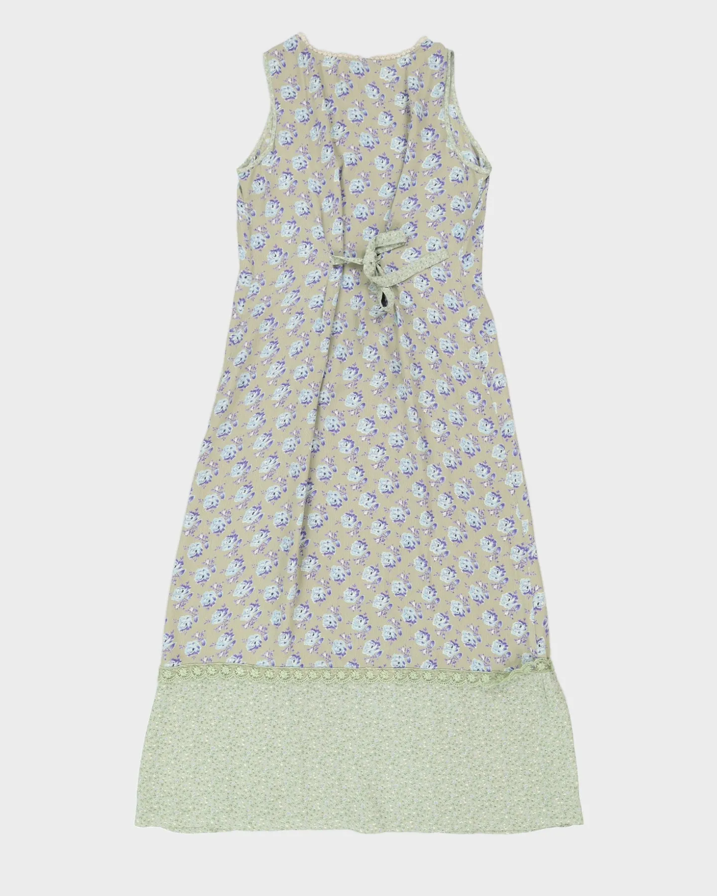 Green With Blue Flowers Sleeveless Dress - M sold by Rokit product image thumbnail 2