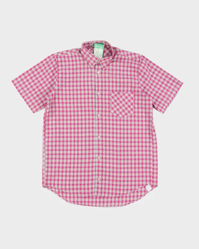 Vintage 70s Benetton Purple Checked Short Sleeved Shirt Deadstock With Tags - M sold by Rokit