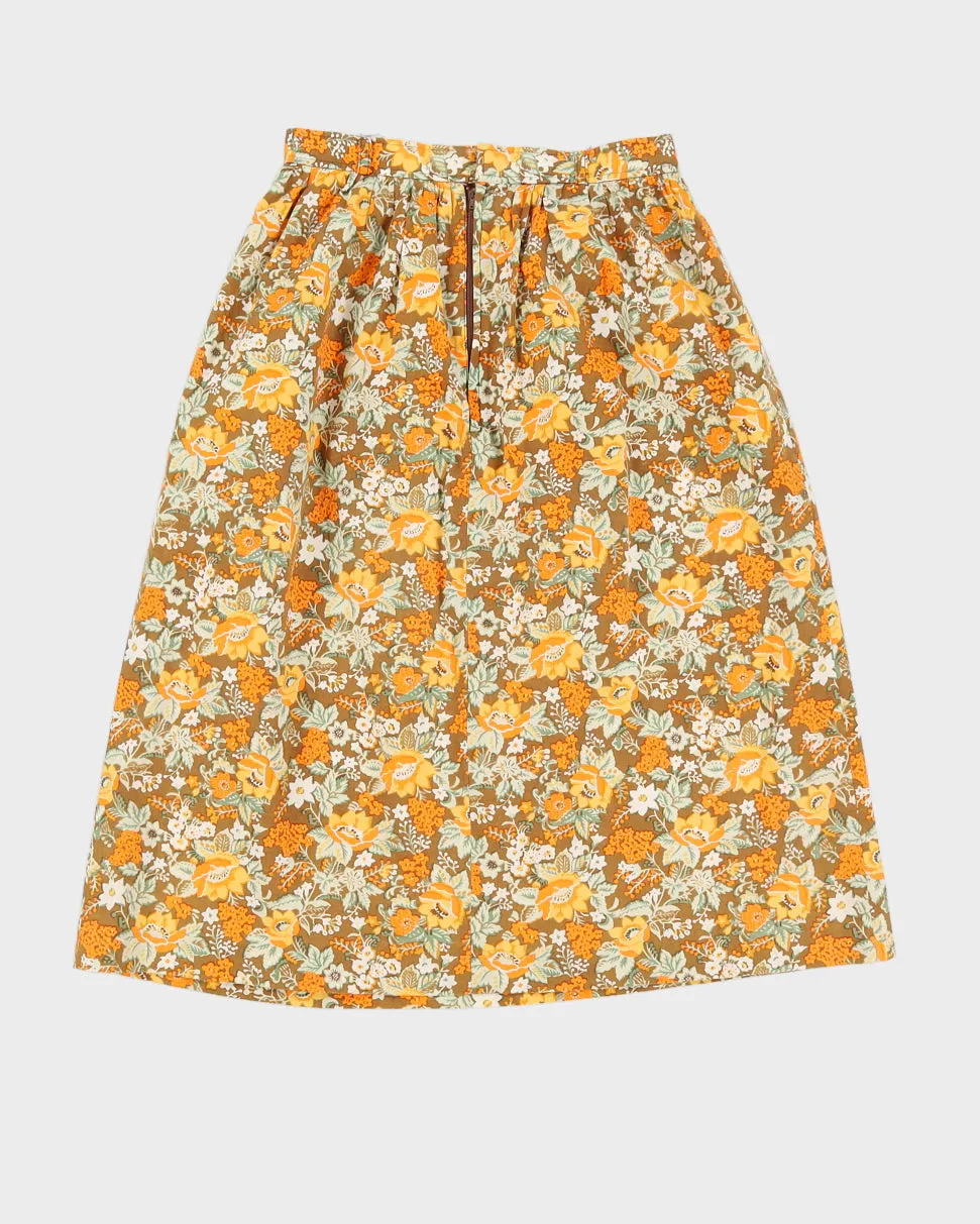 Vintage Brown & Orange Floral High Waisted Skirt - XS sold by Rokit product image thumbnail 2