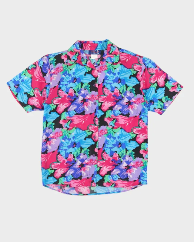 Purple Patterned Silk Blouse - M sold by Rokit