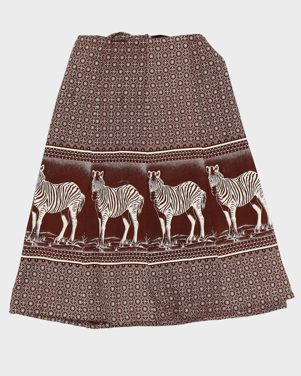 Vintage Brown Zebra Wrap Midi Skirt - O/S sold by Rokit product image thumbnail 2