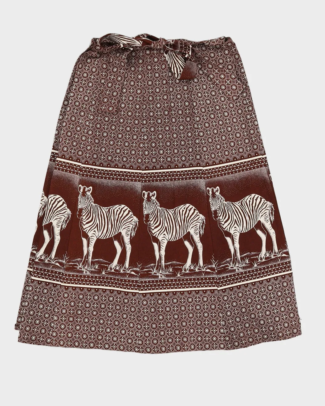 Vintage Brown Zebra Wrap Midi Skirt - O/S sold by Rokit