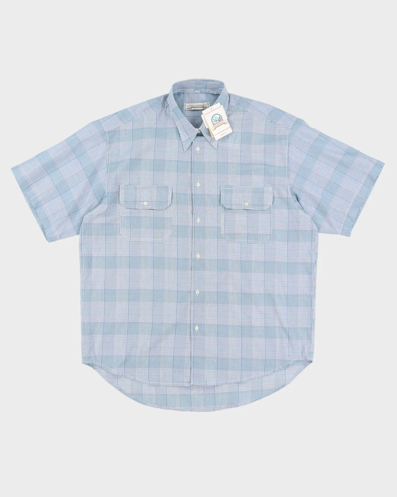 Vintage 70s Millemiglia Blue Checked Short Sleeved Shirt Deadstock With Tags - XL sold by Rokit