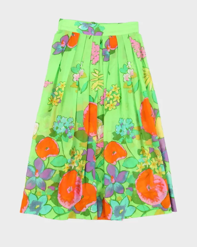 Vintage 1970s Green Patterned Midi Skirt - M sold by Rokit
